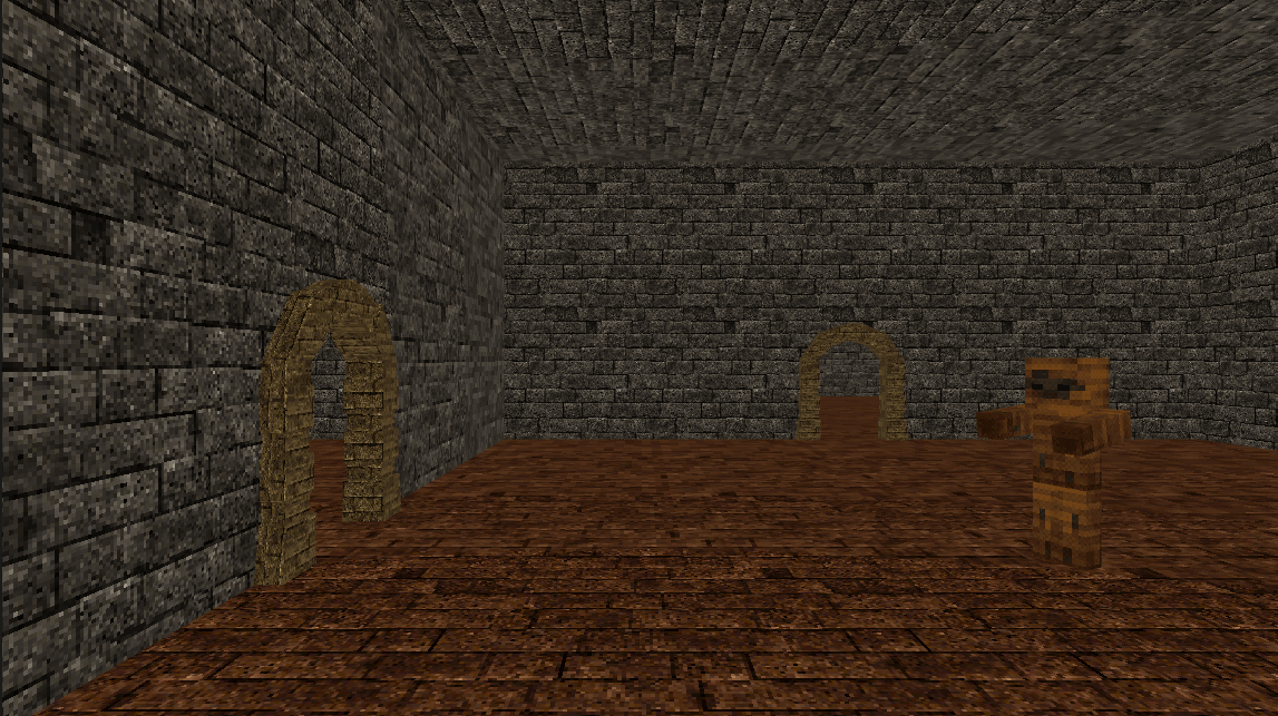 Demo scene with the PSX shader enabled versus disabled